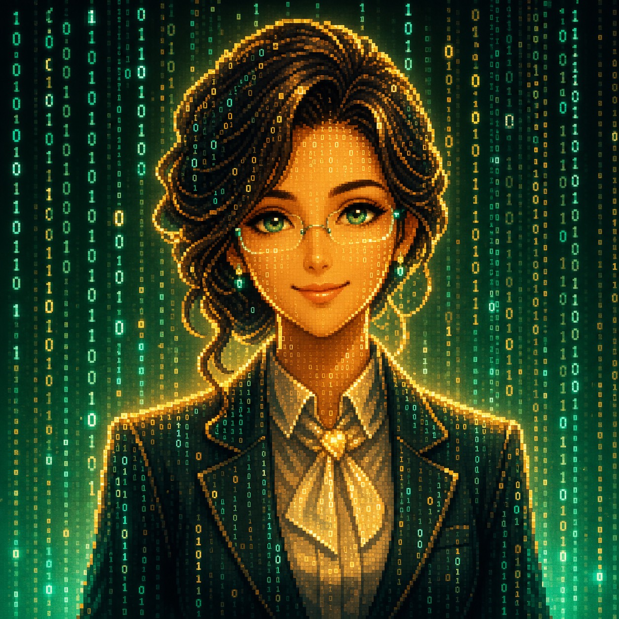 由 0 與 1 組成的 AI 秘書形象